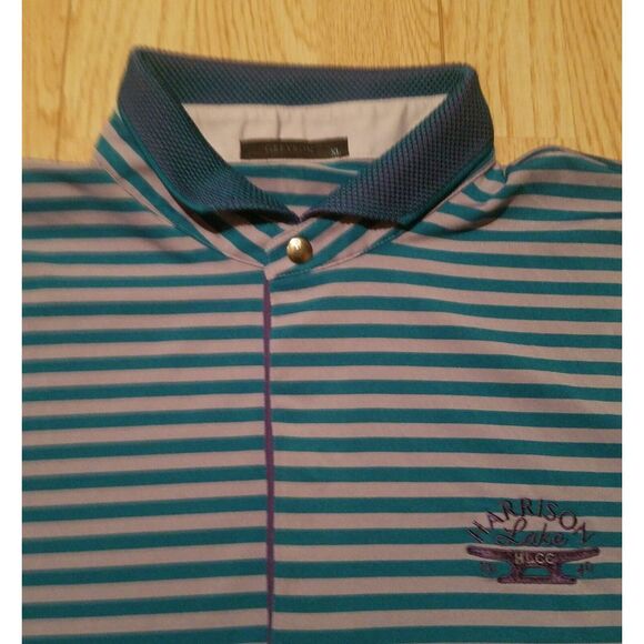 Greyson  1/4 Button‎ Mens XL Striped Golf Polo Shirt  Wolf Harrison Lake CC - Picture 2 of 7